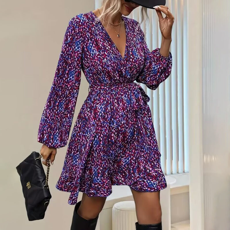 Leopard Print Ruffle-Hem Mini Dress - US Only