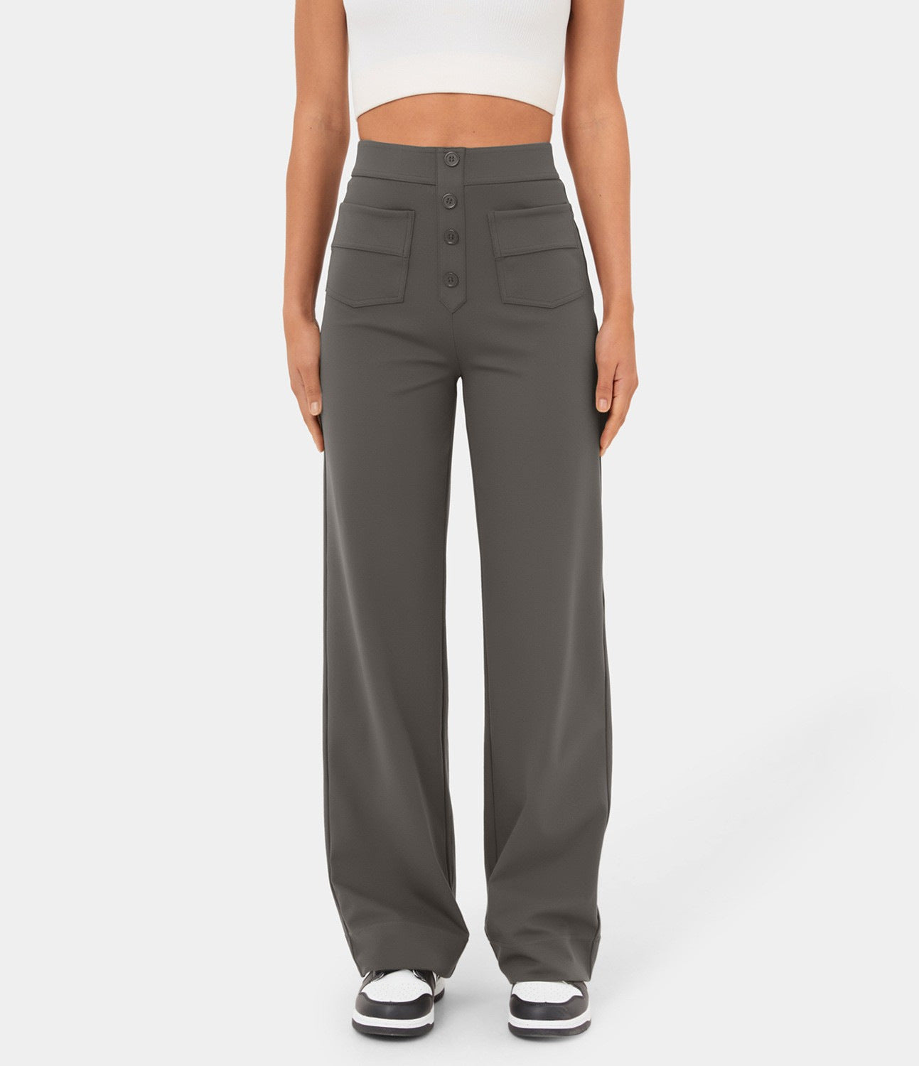 High-Waist Trousers With Pockets