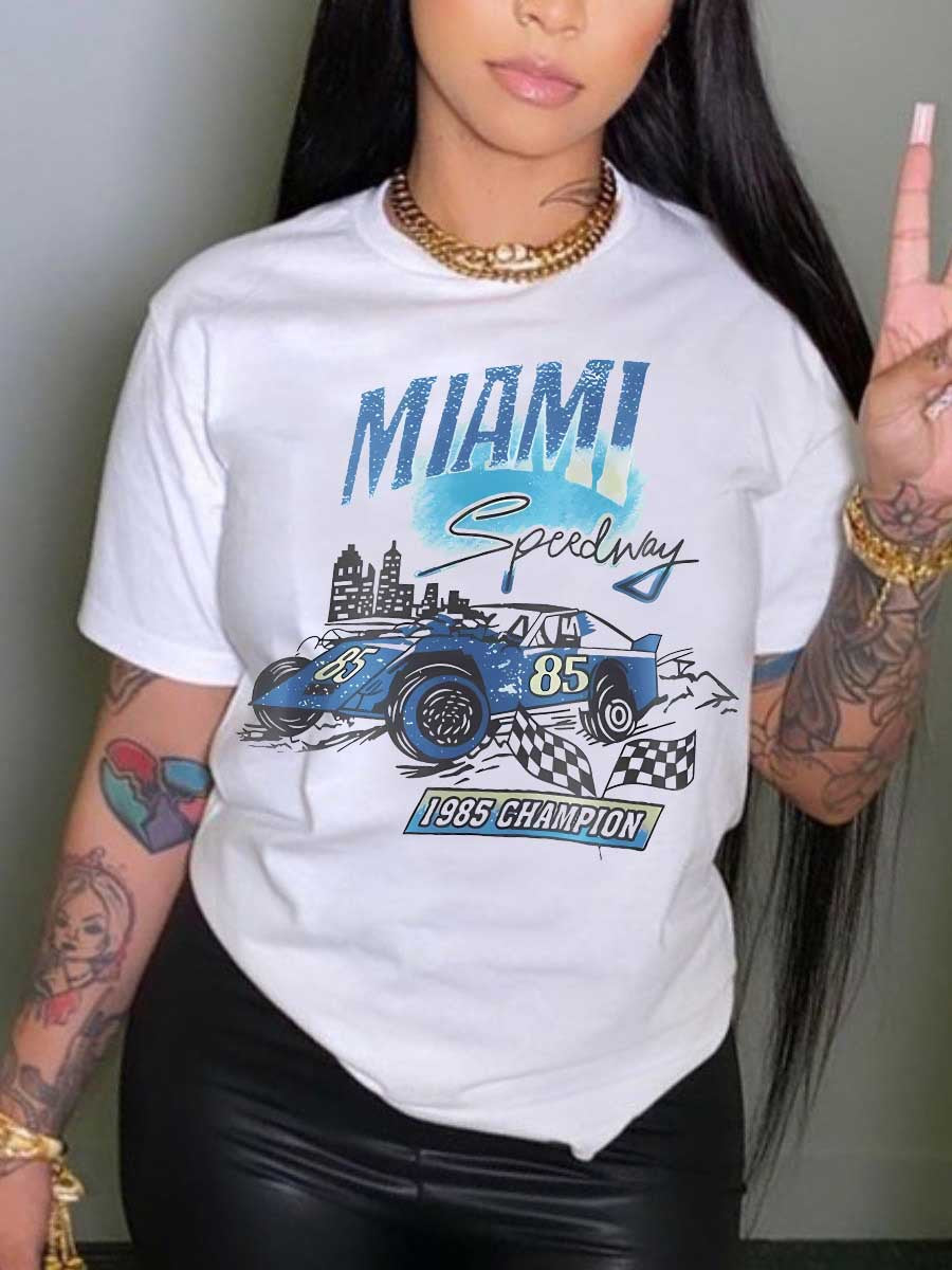 Loose Printed Round-Neck T-Shirt