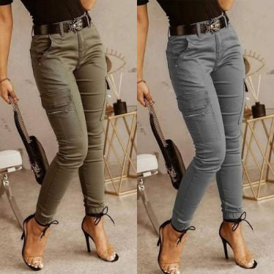 Women's Low-Waist Pockets Long Trousers