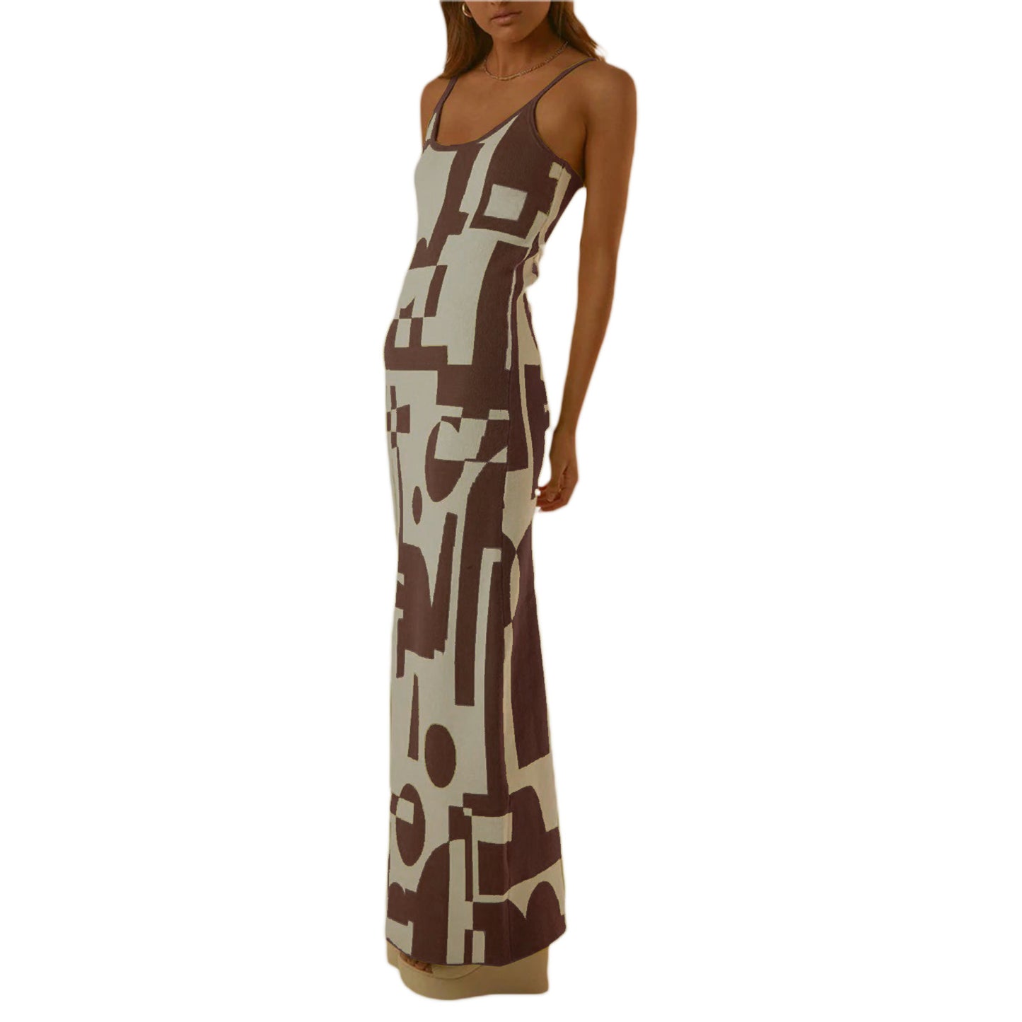 European & American Style Fashion Printing Slim-Fit Slimming Dress