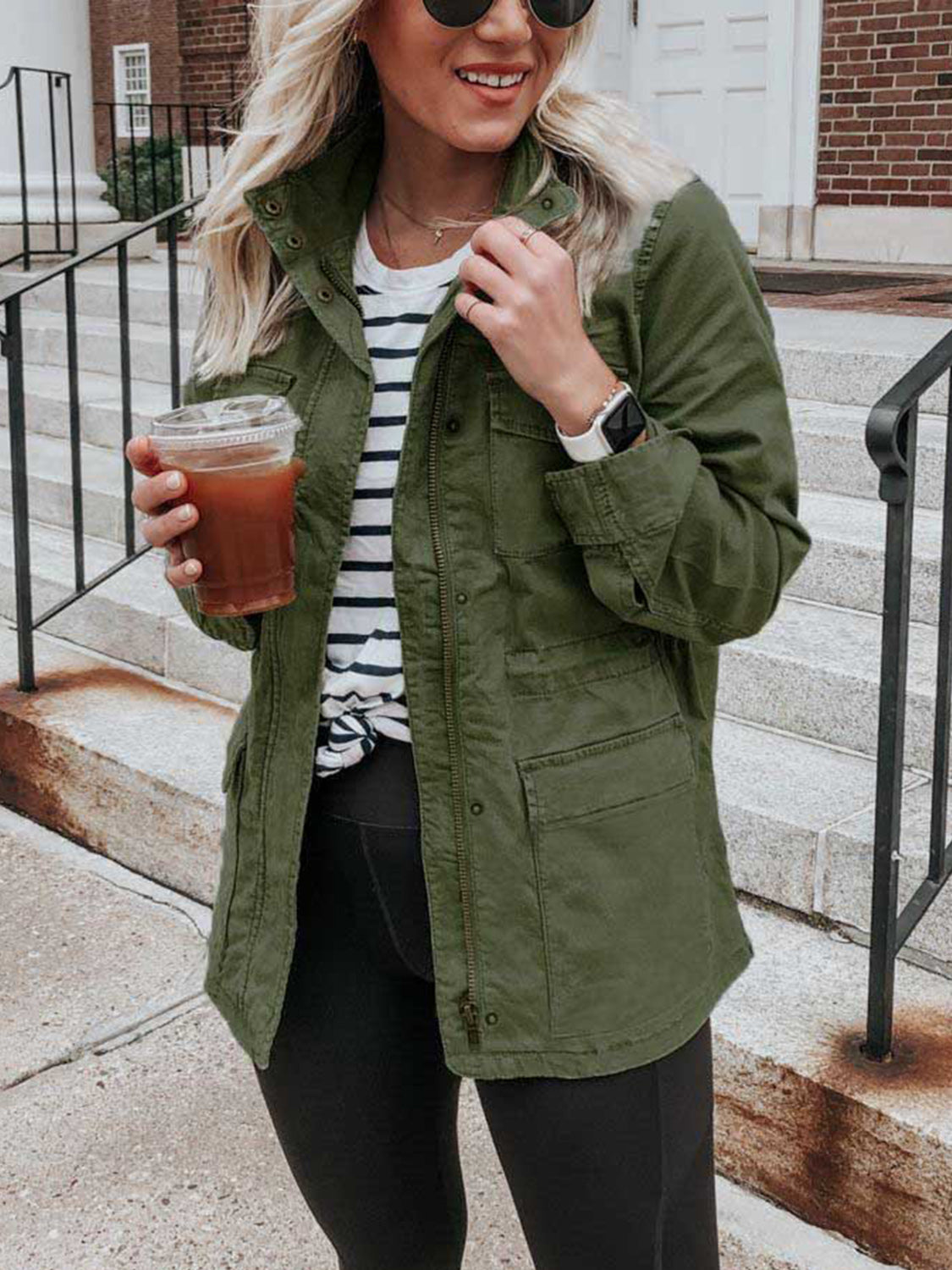 Pocketed Long-Sleeve Zip-Up Jacket - US Only