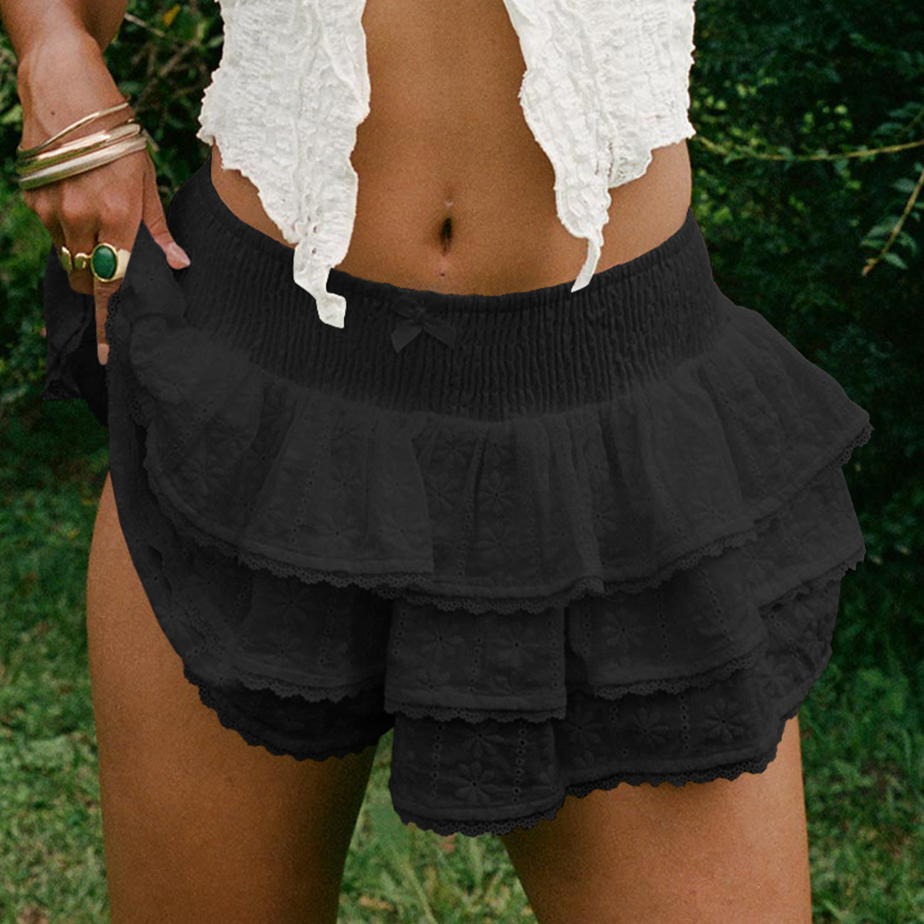 Bow Decorative Lace Bud Skirt