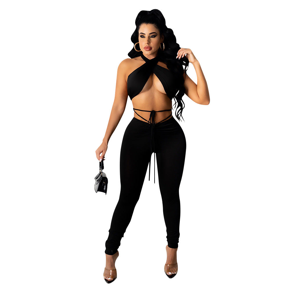 Milk Silk Two-Piece Wrap Chest Trousers for Women