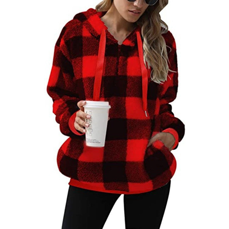 Women's Plaid Hooded Sweatshirt