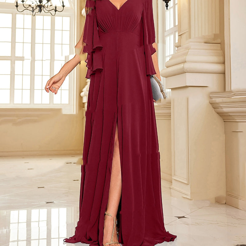 Chiffon Long-Sleeve Dress - European & American Style