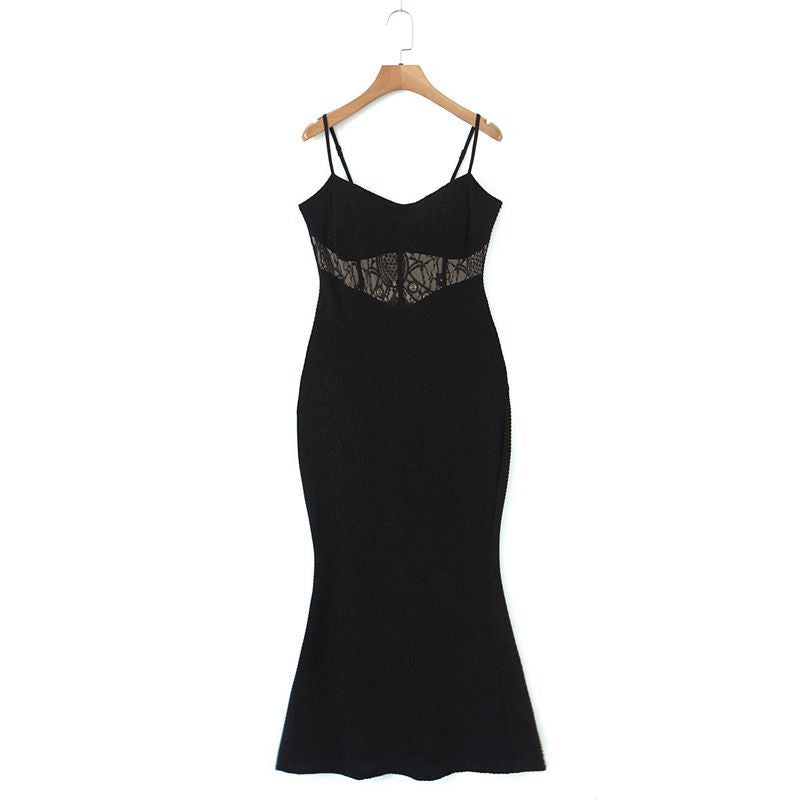 Lace Fishbone Sling Mini Dress