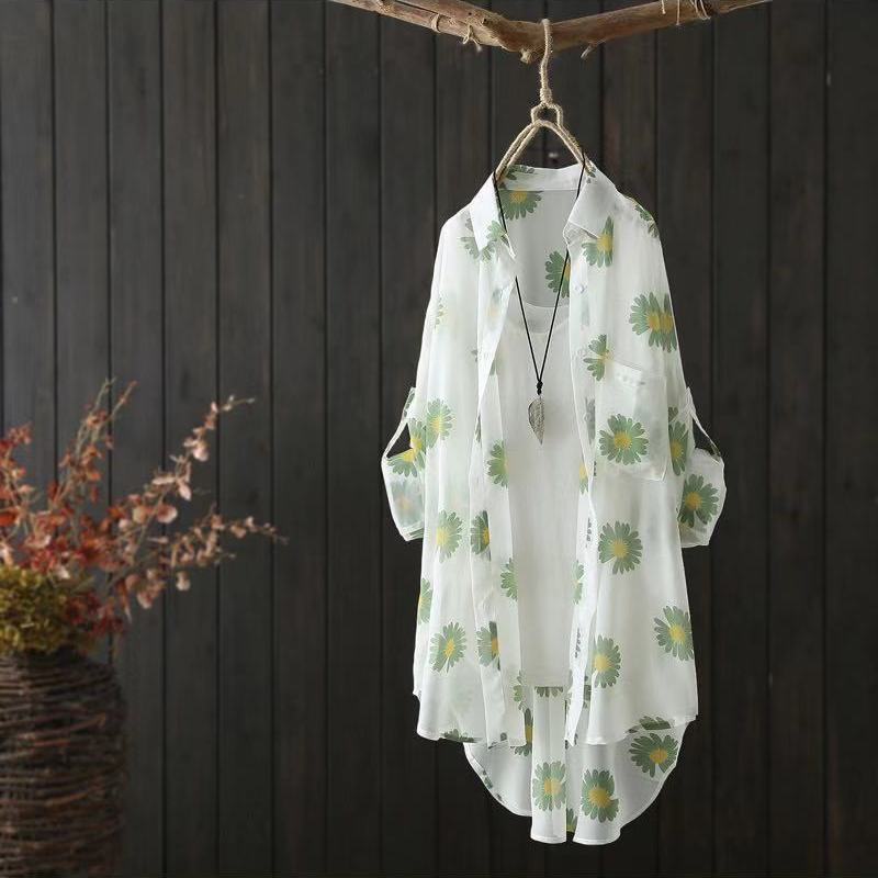 Small Daisy Print Long-Sleeved Top For Women