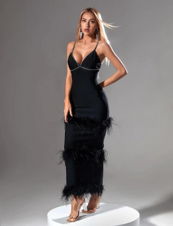 Chain Knitted Bandage One-Piece Dress