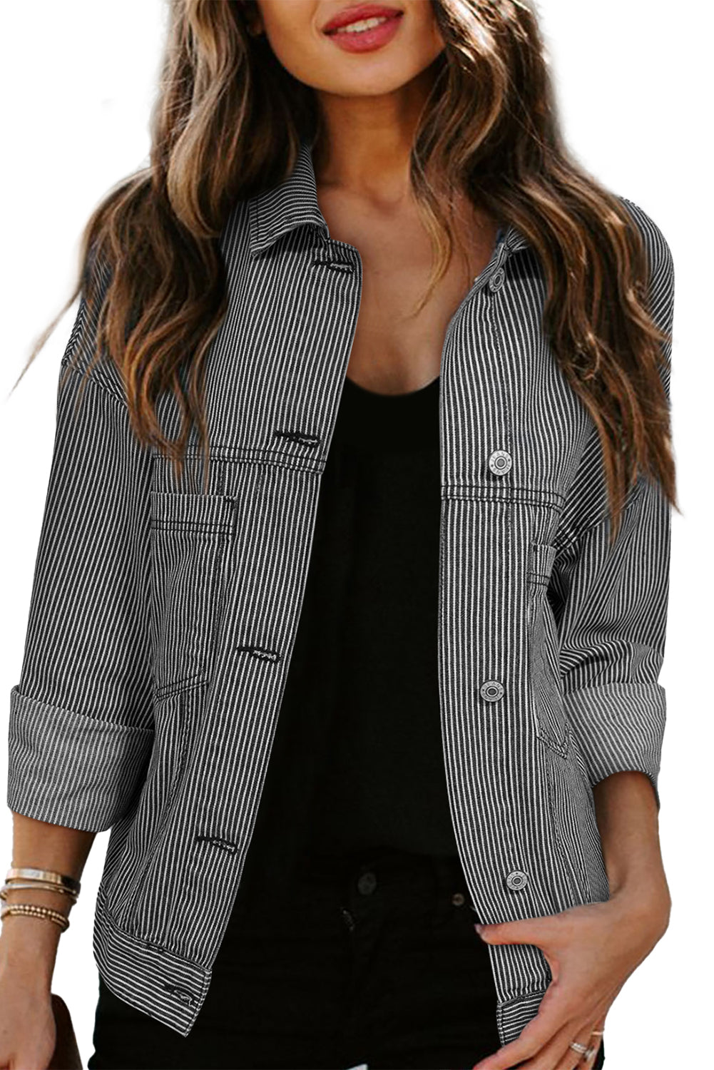 Women's Washed Oversize Pocket Denim Jacket