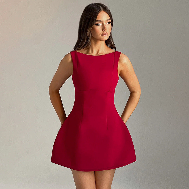 Slim-Fitting Backless Short Dress