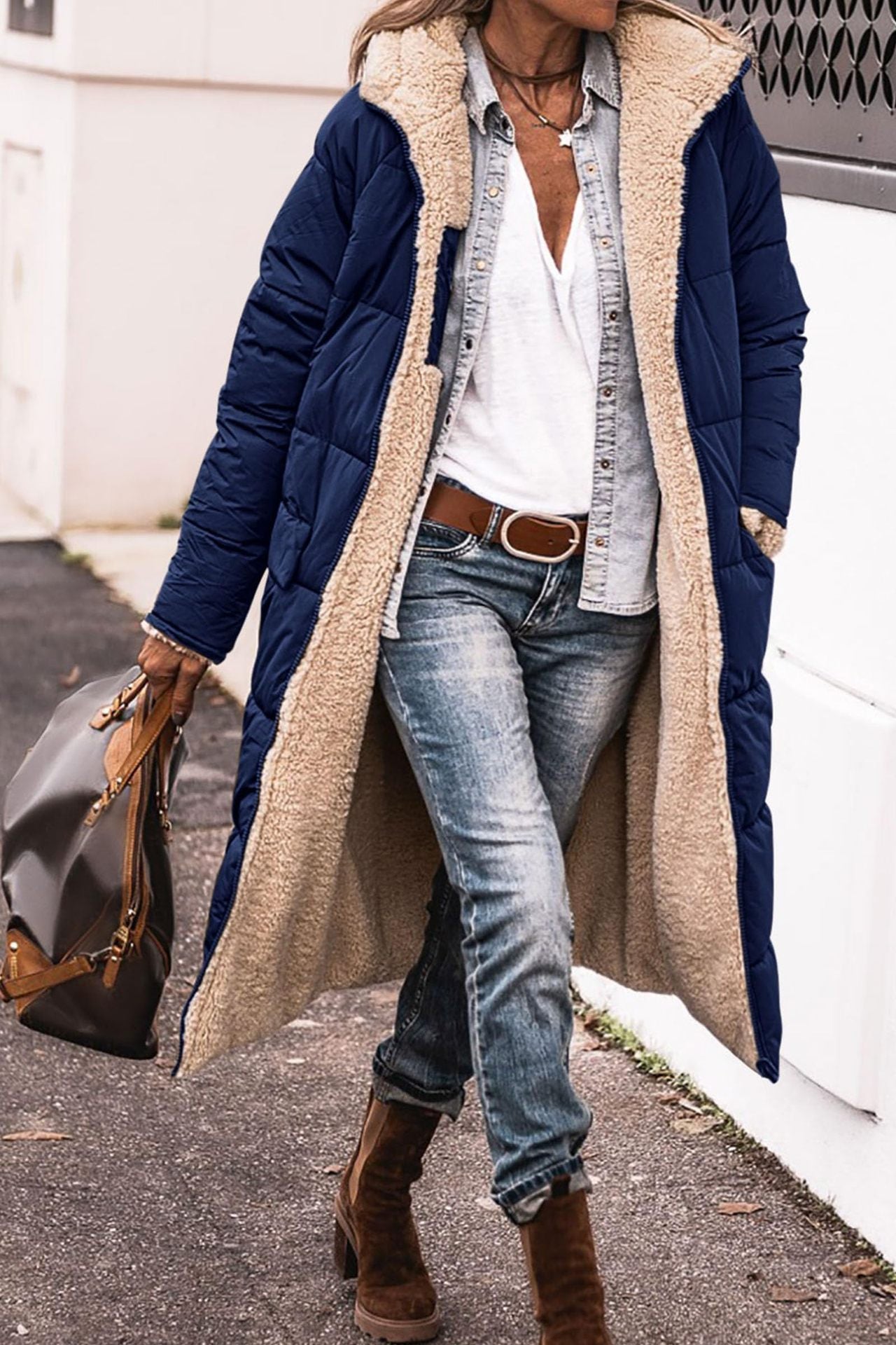 Double-Sided Hooded Long Jacket