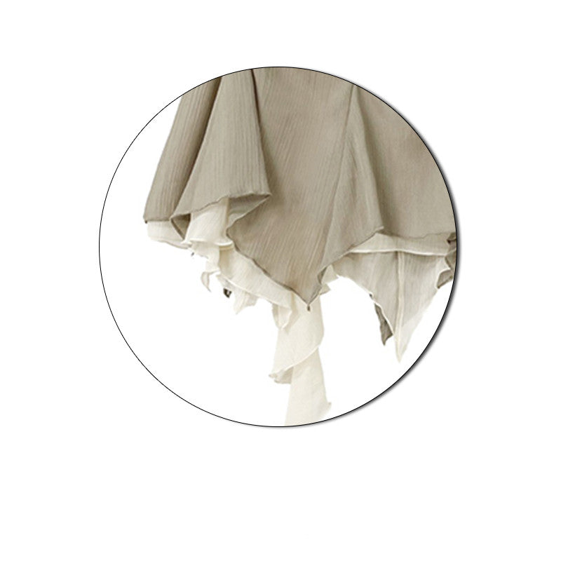 Dopamine Irregular Hem-Pleating Double-Layer Chiffon Skirt