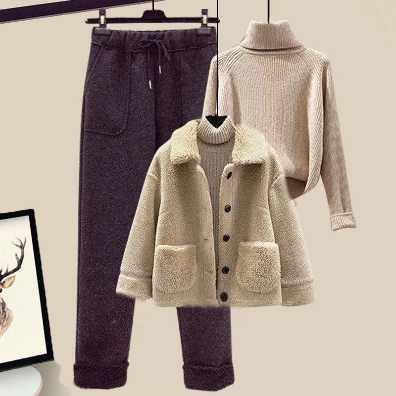 Lamb Wool Fur Three-Piece Outfit