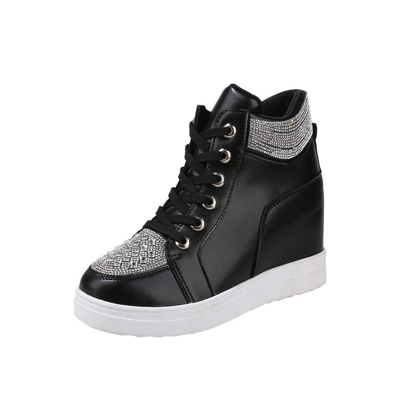 Rhinestone Flat Lace-Up Sneakers
