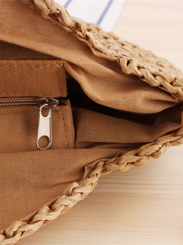 Round Straw Woven Handbag