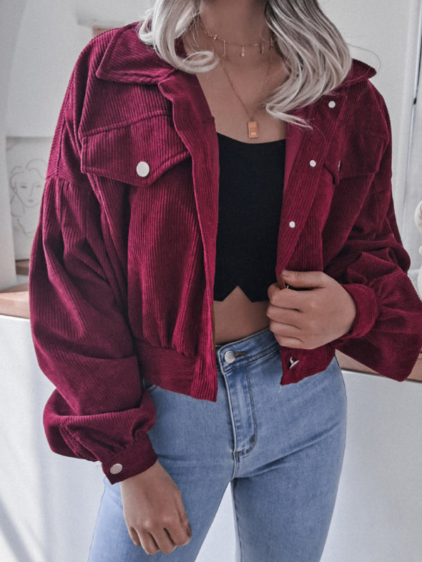 Women's Corduroy Casual Short Jacket