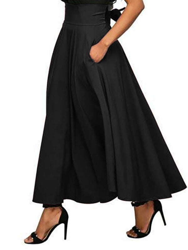 Casual High-Waist Lace Up Skirt