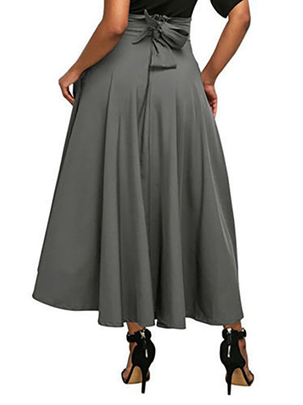 Casual High-Waist Lace Up Skirt
