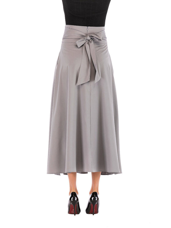 Casual High-Waist Lace Up Skirt