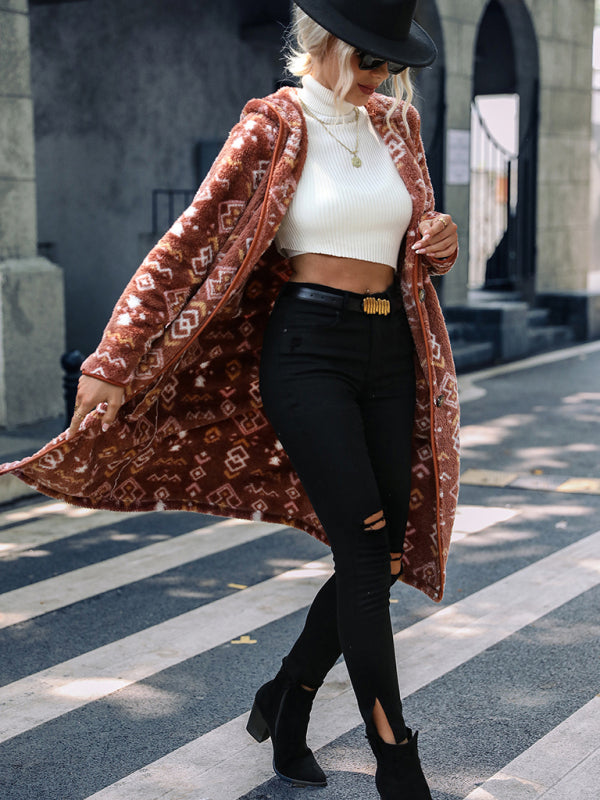 Geometric Print Long Jacket