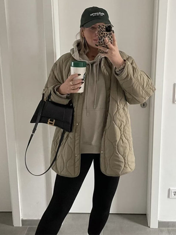 Loose Rhombus Cotton Coat