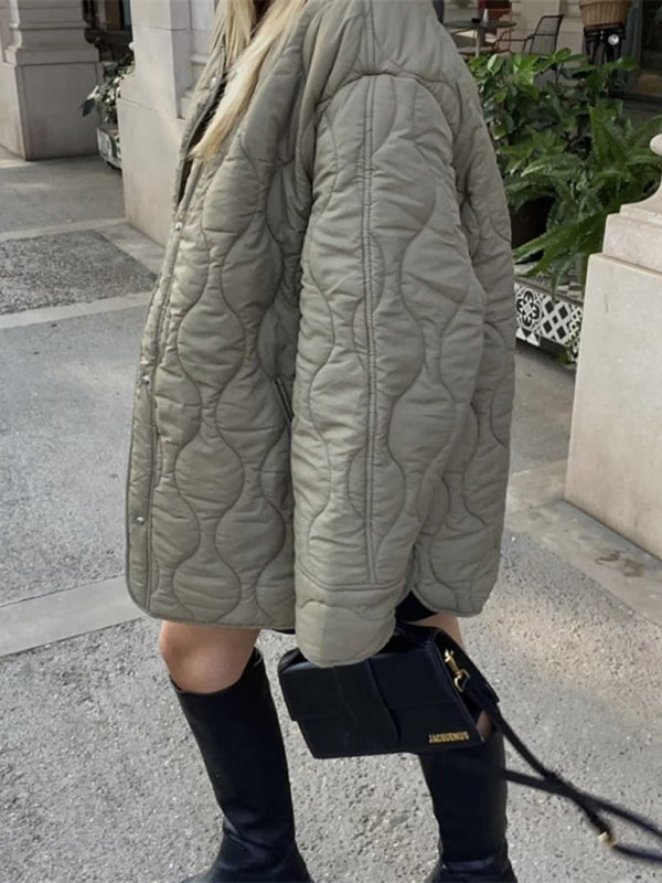 Loose Rhombus Cotton Coat