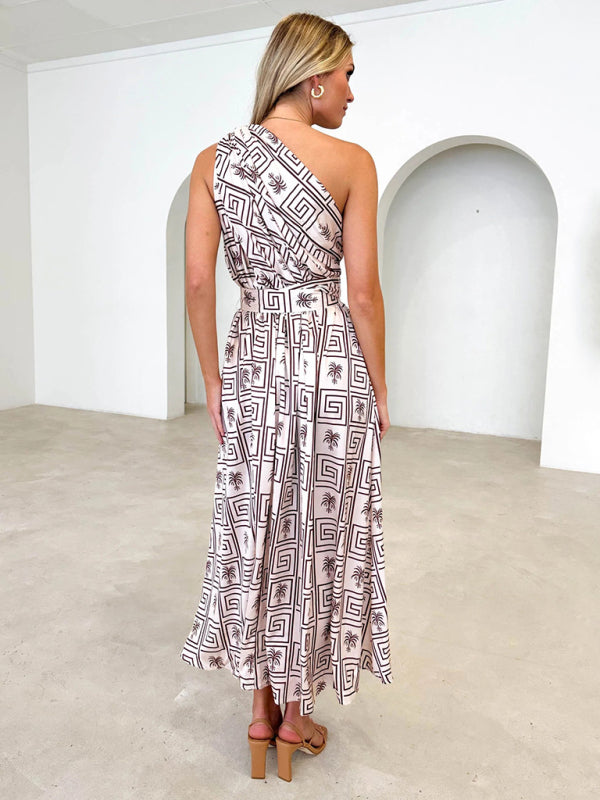 One-Shoulder Slim-Waist Strapless Backless Long Dress