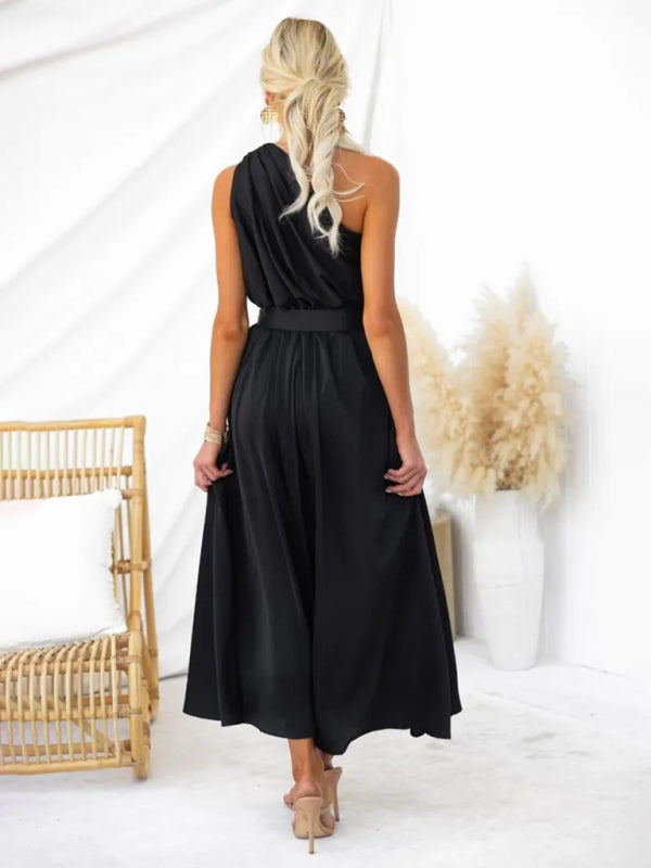 One-Shoulder Slim-Waist Strapless Backless Long Dress
