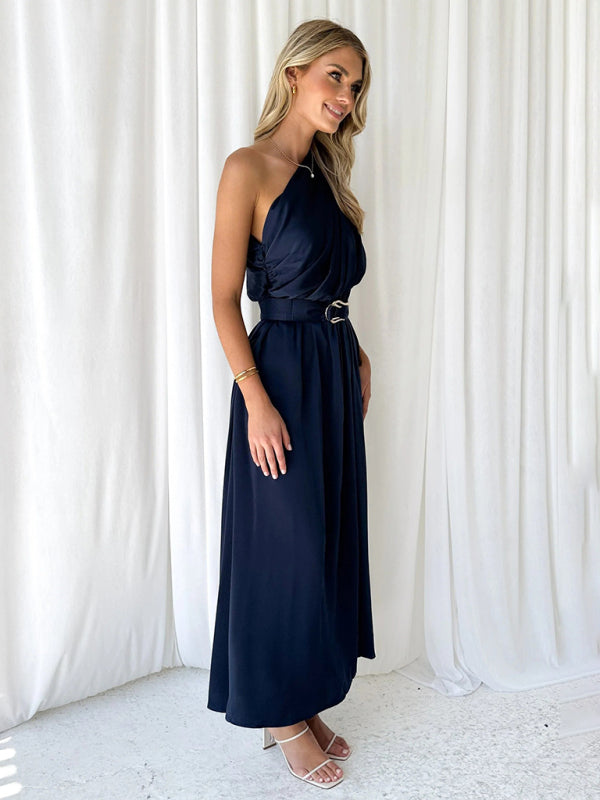 One-Shoulder Slim-Waist Strapless Backless Long Dress