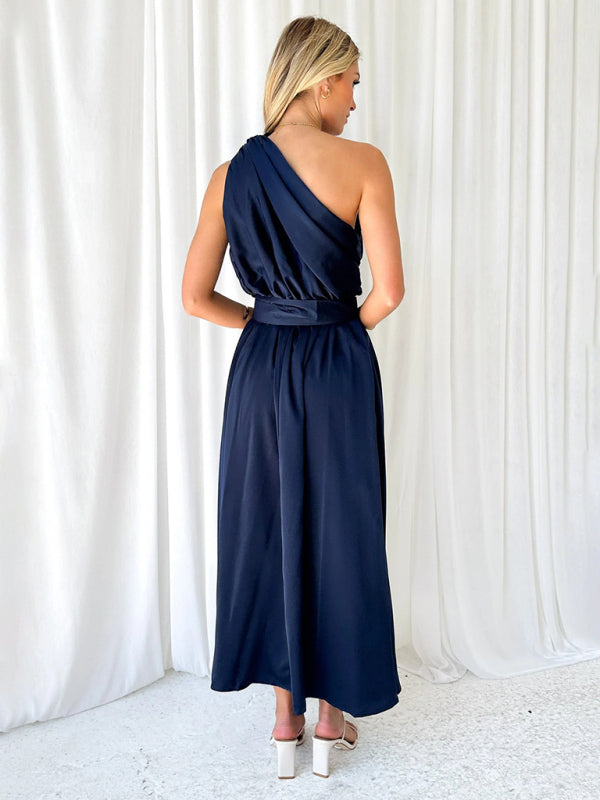 One-Shoulder Slim-Waist Strapless Backless Long Dress