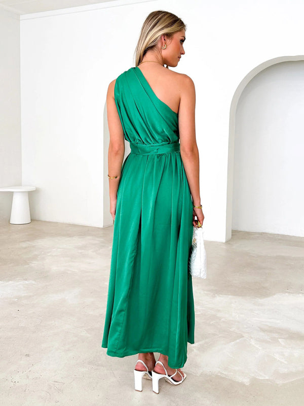 One-Shoulder Slim-Waist Strapless Backless Long Dress