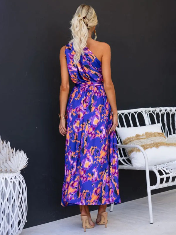 One-Shoulder Slim-Waist Strapless Backless Long Dress