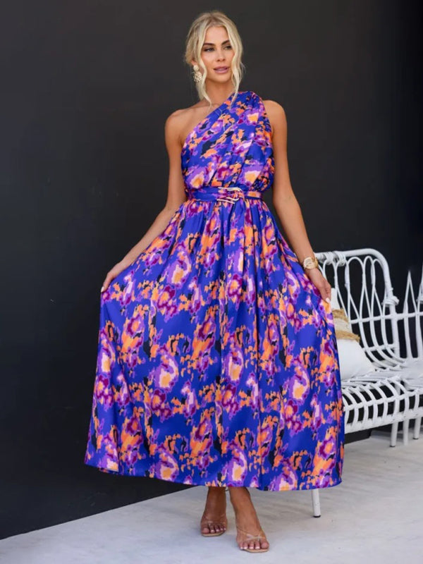 One-Shoulder Slim-Waist Strapless Backless Long Dress