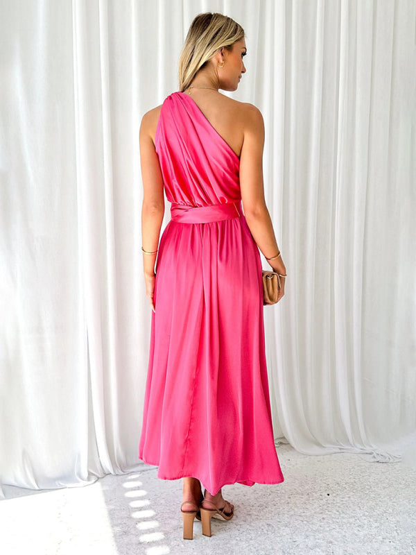 One-Shoulder Slim-Waist Strapless Backless Long Dress