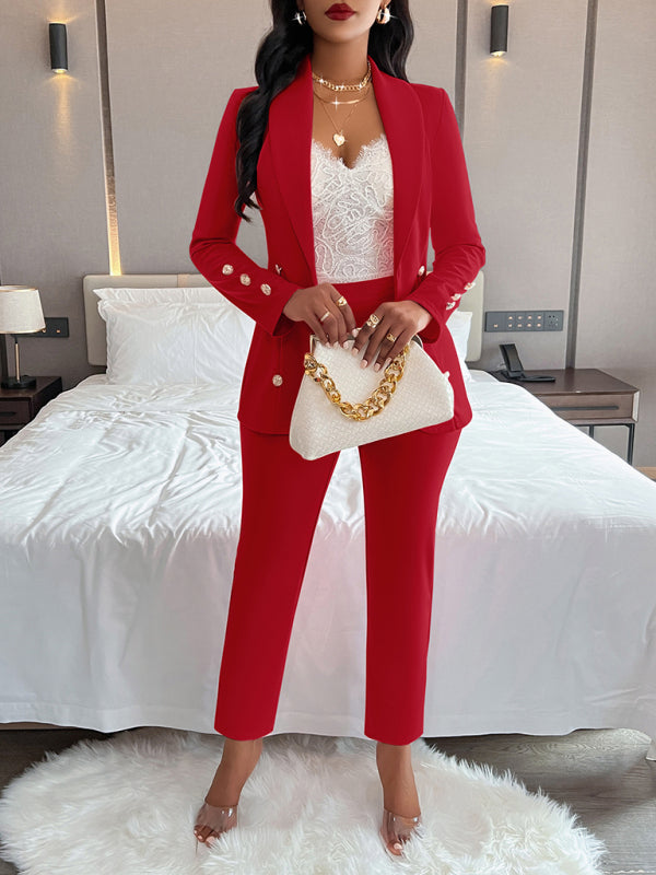 Women's Double-Breasted Casual Suit