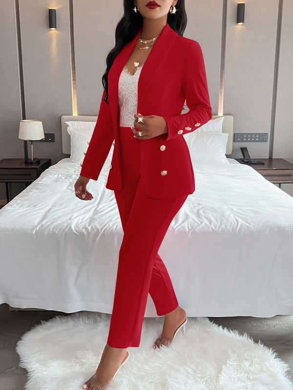 Women's Double-Breasted Casual Suit