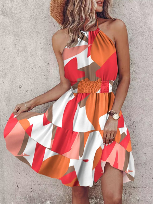New Fashion Off-Shoulder Halter-Neck Mini Dress