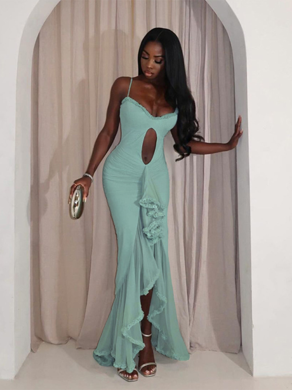Women's New-Style Hollow Slit Irregular Suspender Dress