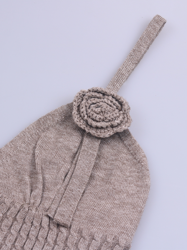 Suspender Flower Knitted Sleeveless Rabbit Fur Dress