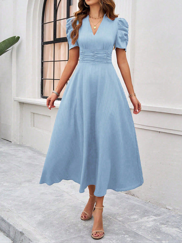 Elegant Solid-Colour Midi Dress