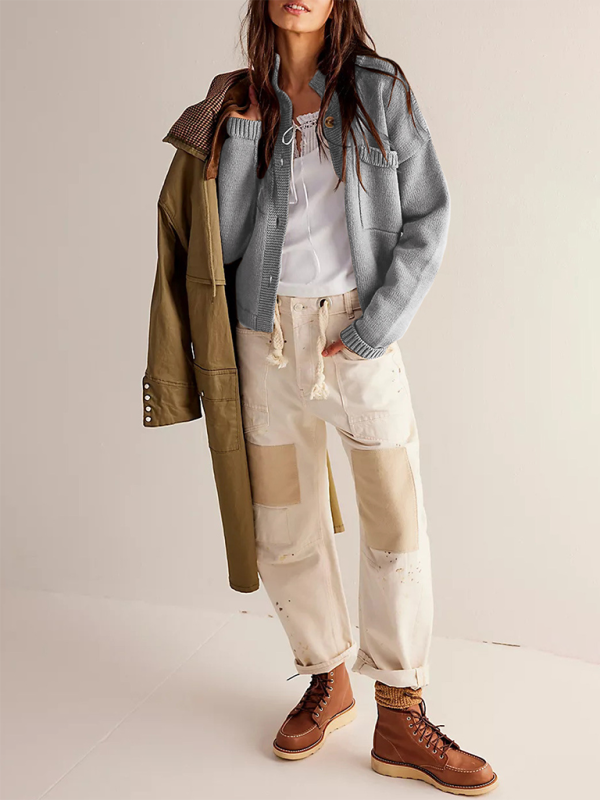 Women's Standing-Collar Cardigan Sweater