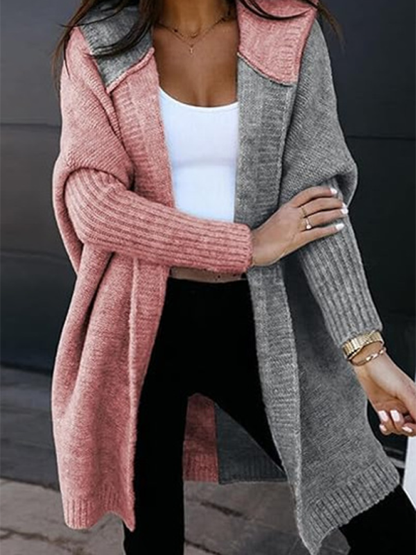 Open Loose Knitted Hooded Cardigan Sweater