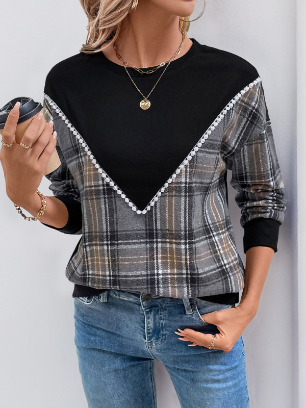 Chequered Crew-Neck Sweatshirt