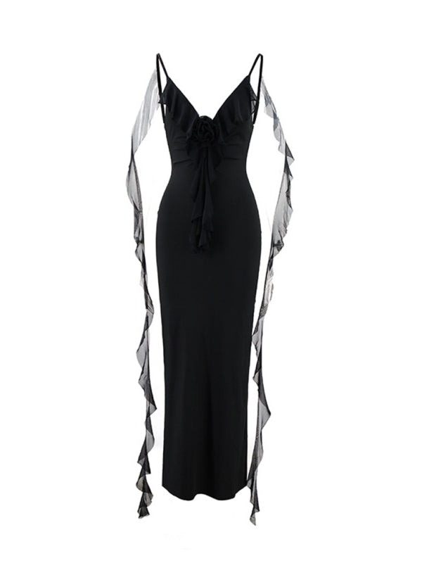 V-Neck Backless Fishtail Evening Dress