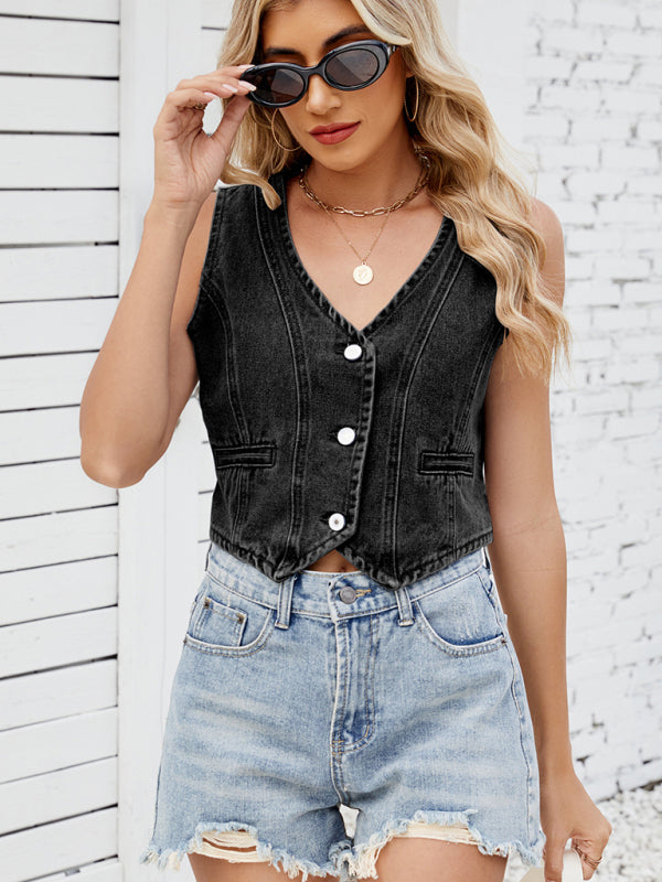 Washed Denim Vest Top