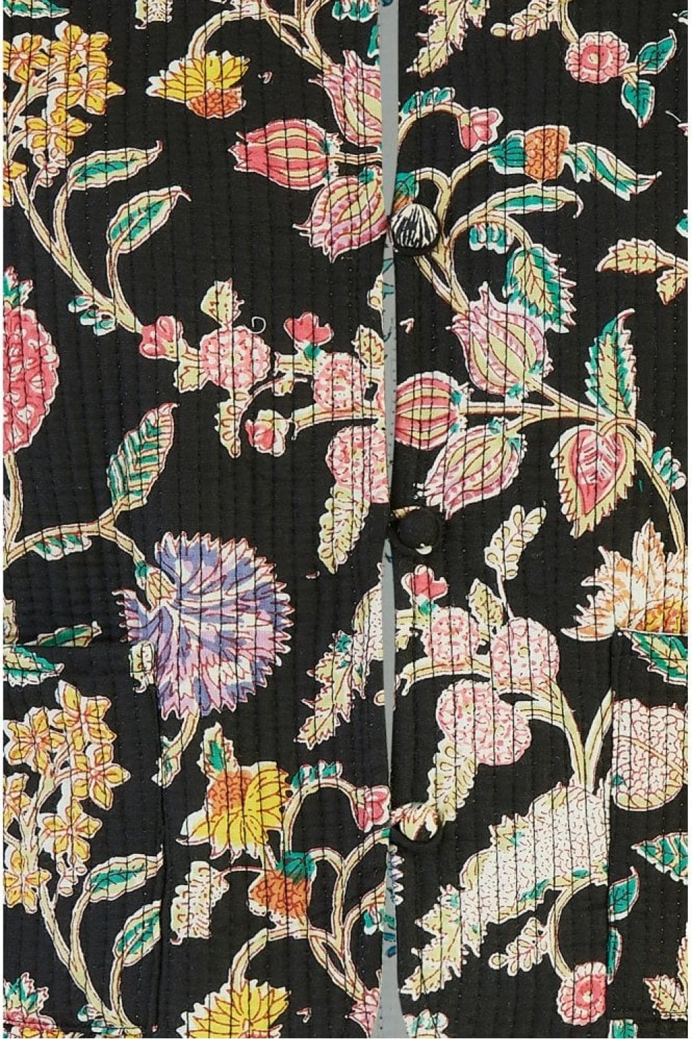 Floral Print Reversible Cotton Cropped Quilted Jacket