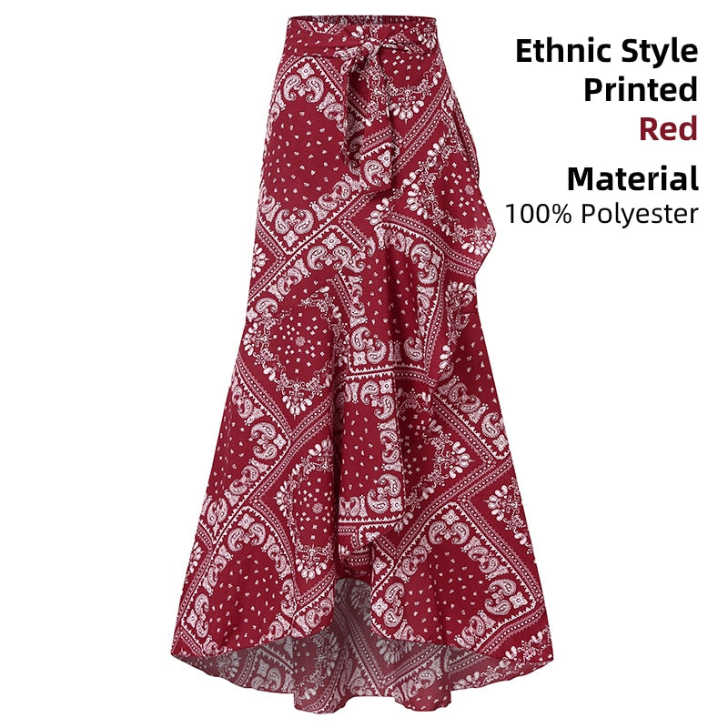 Casual Street Ruffles Party Maxi Jupes Long Skirt