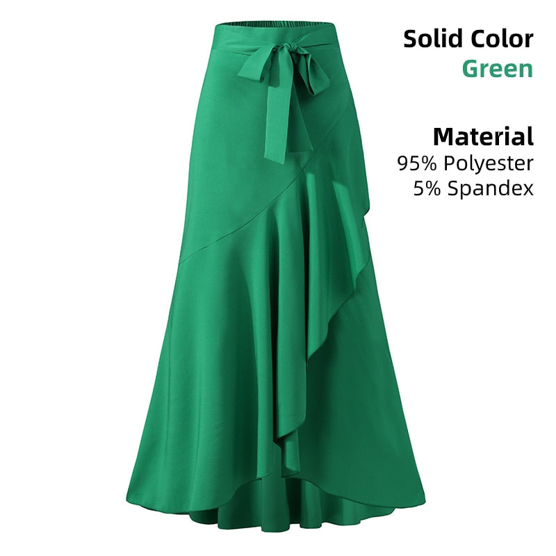 Casual Street Ruffles Party Maxi Jupes Long Skirt
