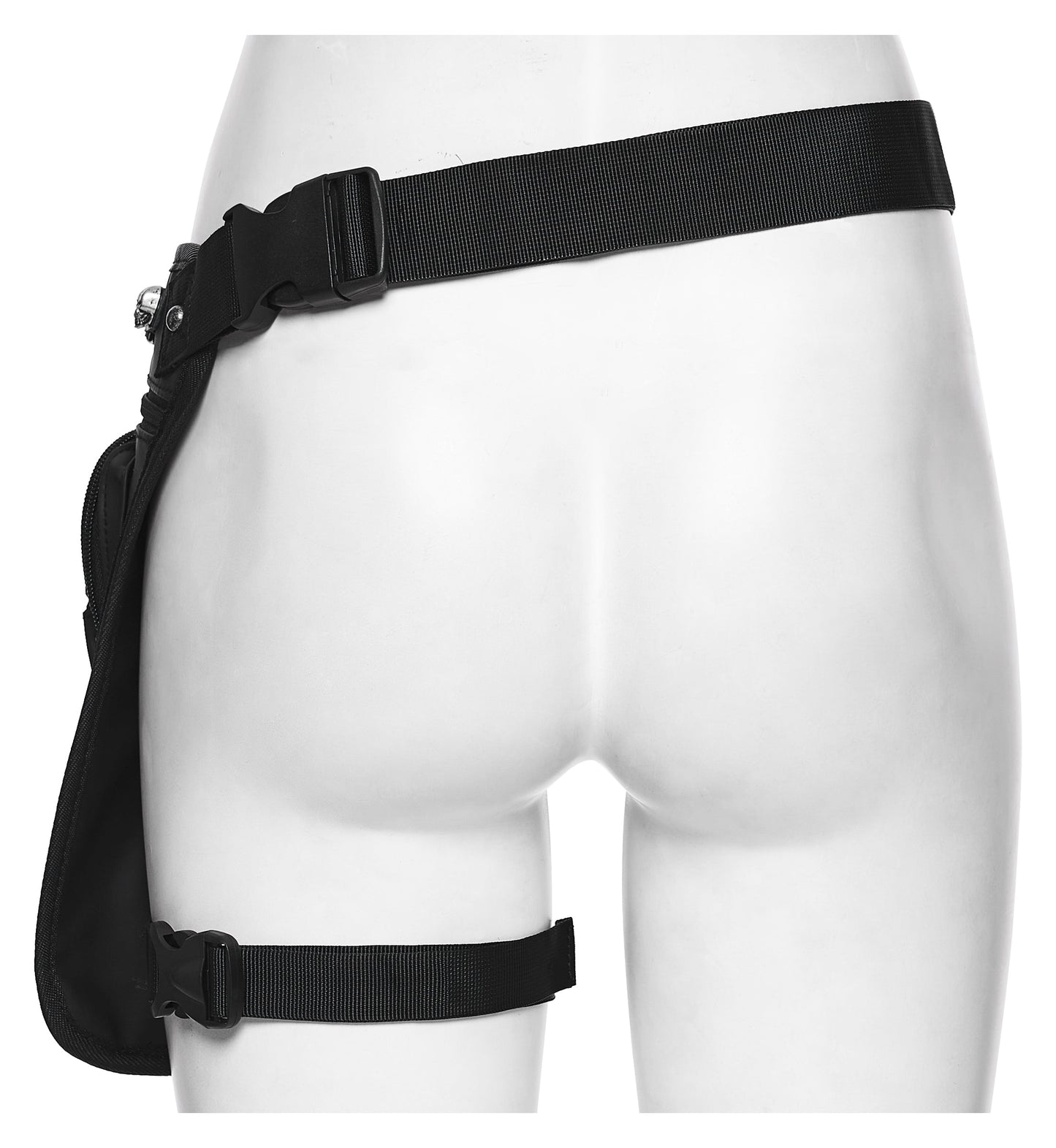 Cyberpunk Chain & Skull Hardware Waist–Leg Bag